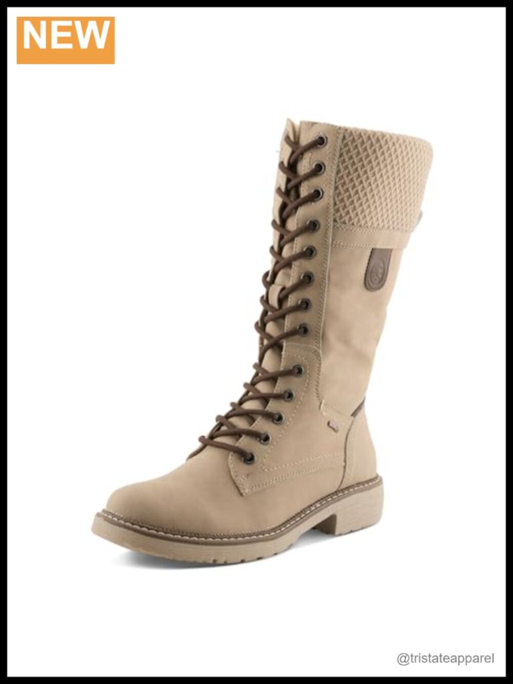 Women's Waterproof Mid-Calf Lace Up Winter Boots with Sweater Trim